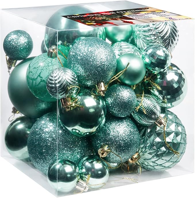 LANGXUN 36pcs Peacock Christmas Tree Decorations Balls, Bolas De Navidad, 2025 Christmas Decor, Indoor Outdoor Shatterproof Christmas Ornaments, Xmars Party Wedding Suppiles