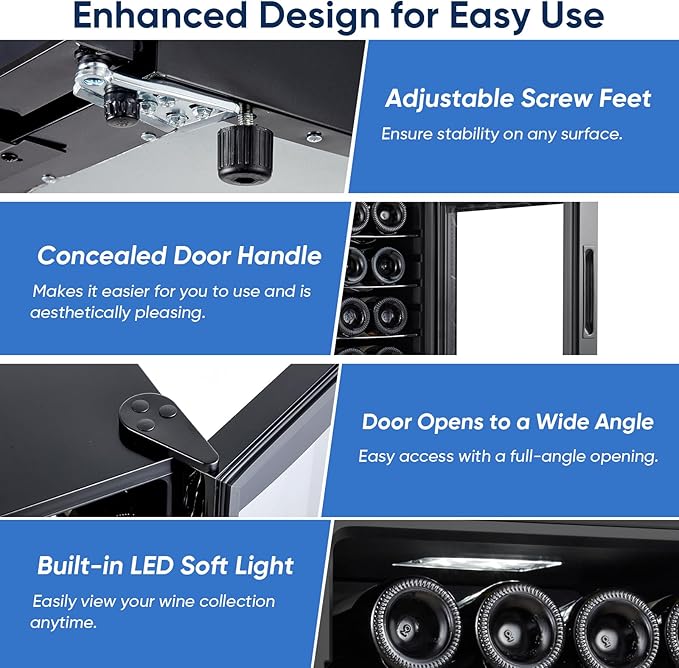 24 Bottle Compressor Wine Cooler Refrigerator with Lock, Freestanding Wine Fridge, 41°F-64°F Digital Temperature Control, Large Wine Cellar for Red, White, Champagne, and Sparkling Wine – Black