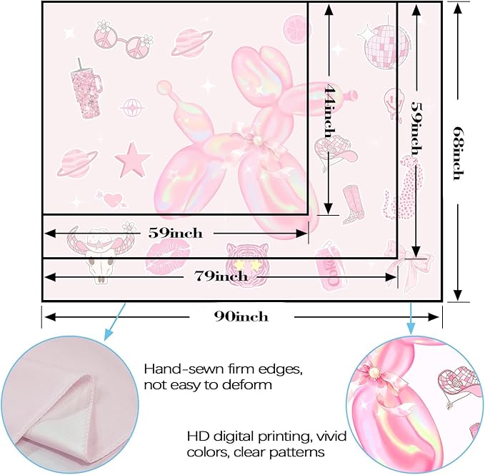 Lunerfex Y2K Tapestry Pink Dog Wall Tapestry, Cute Tapestries for Bedroom Funny Tapestries Wall Hanging for Bedroom Living Room Decor Pink-6 44"x60"