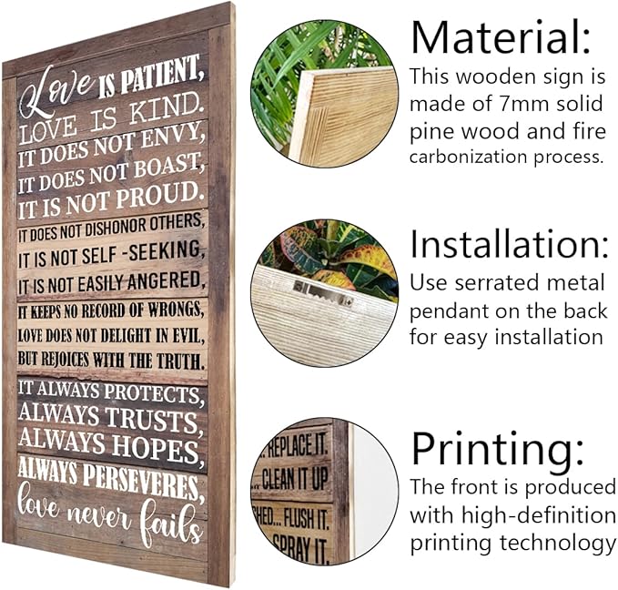 Love is Patient Love is Kind Wall Art, 1 Corinthians 13 Walls Arts, God Wall Decor, Bible Quotes Walls Decor, Christian Gift