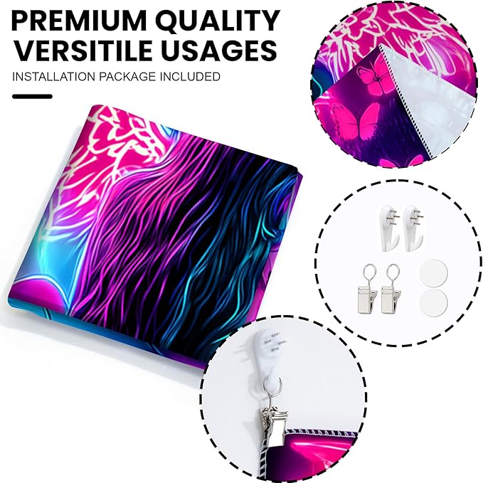 Blacklight Tapestry,WingTapestry Glow In The Dark,UV Reactive Black Light Upright Posters Wall Hanging for Bedroom Dorm Living Room Backdrop Decor (wing12, 79L" x 59W")