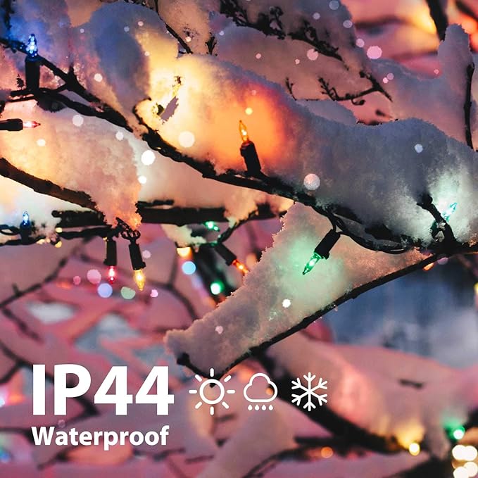 Minetom 100 Counts Clear Christmas String Lights 26.5 Feet Warm Mini Lights Waterproof for Indoor Outdoor Patio Wreath Garden Wedding Party Thanksgiving Holiday Xmas Tree Decorations, Multicolored