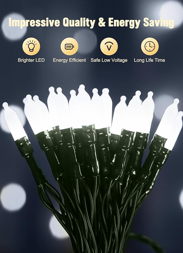 Battery Operated Christmas String Lights, 8ft 20 LED Mini Lights with Timer, Christmas Tree Lights for Indoor Outdoor Bedroom Wedding Party Holiday Xmas Decoration,Pure White