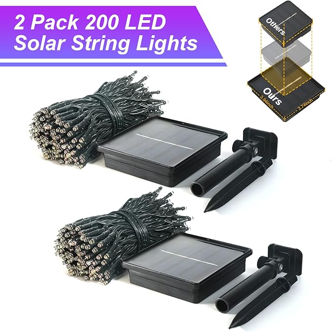 JMEXSUSS 2 Pack Purple Solar Halloween Lights, Total 400 LED 151FT Purple Halloween Lights Outdoor Waterproof, 8 Modes Solar Christmas Light for Outside Patio Yard Tree Decorations