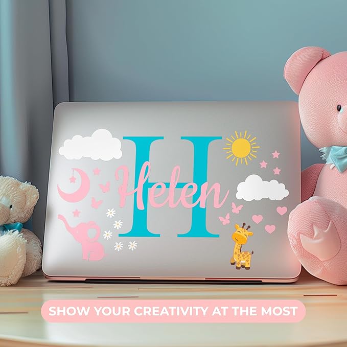 CRYPTONITE Personalized Name & Initial Vinyl Wall Decor I Nursery Wall Decal for Baby Boy & Girl Decoration I Wall Stickers for Bedroom Decor I Boys Bedroom Decor I Size Options