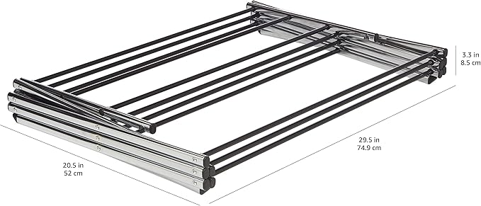 Amazon Basics Foldable Portable Laundry Drying Rack for Indoor Air Drying Clothing, 14.5 x 29.5 x 41.8 inches (LxWxH), Chrome Silver