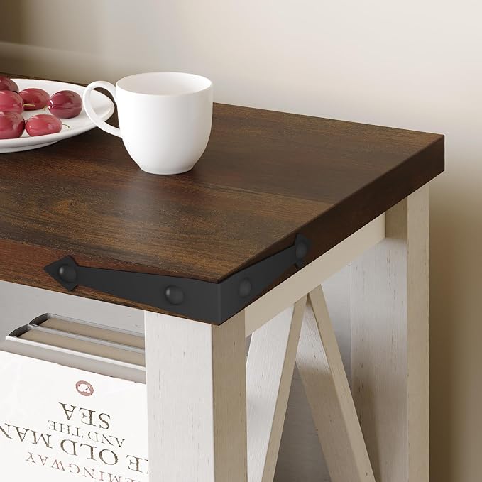 11 Cube Storage Organizer Bookshelf, Wooden Open Cube Shelf Bookcase, Farmhouse Display Book Shelf, 3 Tier Cube Bookshelves with Storage, Rustic White