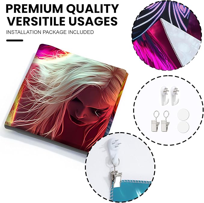 Blacklight Tapestry,WingTapestry Glow In The Dark,UV Reactive Black Light Upright Posters Wall Hanging for Bedroom Dorm Living Room Backdrop Decor (wing9, 79L" x 59W")