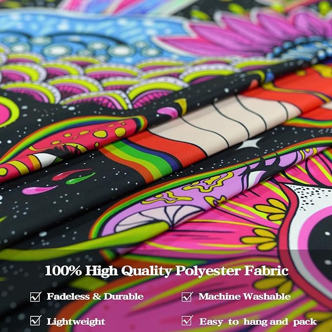 Lunerfex Mushroom Tapestry Pink Flowers Tapestry for Bedroom Aesthetic Tapestries Floral Tapestries Wall Hanging for Bedroom and Living Room Decor Pink Flowers 36×48 Inches