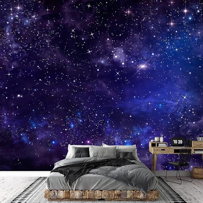Custom Galaxy Space Wall Mural Starry 3D Wallpaper Night Sky Murals Outer Space Murals Bedroom Living Room Wallpaper