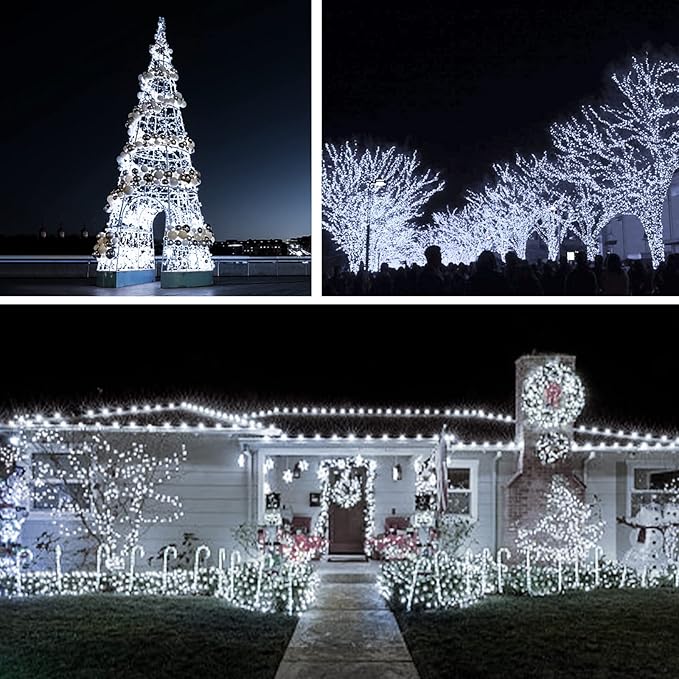 suddus 66ft 200 LED Outdoor String Lights, White Fairy Lights Battery Operated with Remote, Led Twinkle Lights for Bedroom, Wreath, Patio, Tapestry, Backyard, Garden, Christmas, Party, Indoor