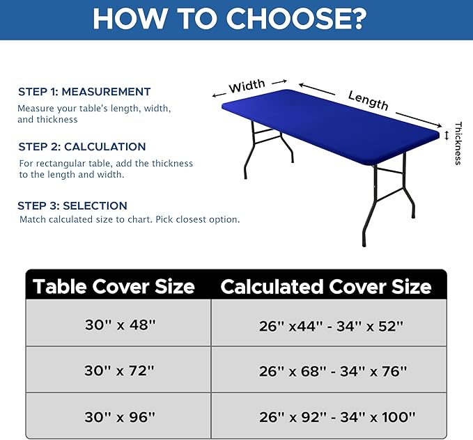 Spandex Table Cover for 6 Foot Rectangle Tables-4 Pack Royal Blue Outdoor Picnic Elastic Table Cover-Spandex Stretch Folding Table Cloths for Camping Dining Room Patio Kitchen Banquet Party