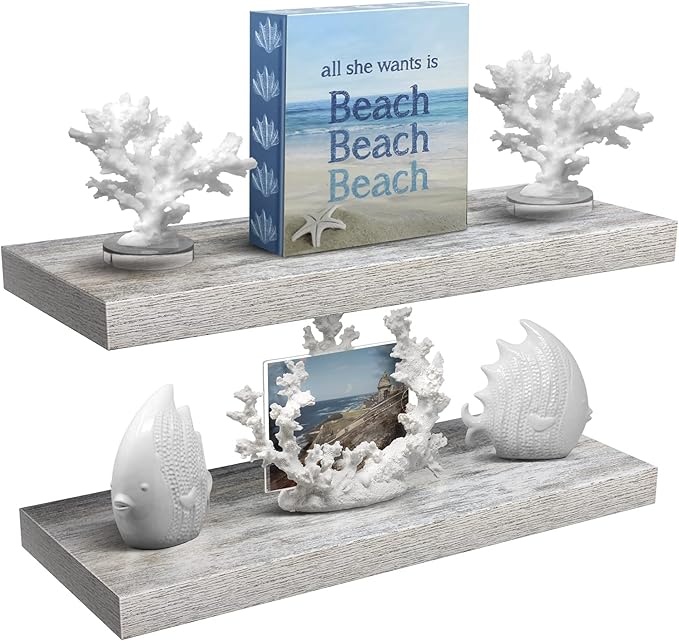 Sorbus Floating Shelves, Wall Shelves for Bedroom, Kitchen, Living Room, Bathroom Shelves Over The Toilet, Home Decor, Farmhouse, 24 x 9 Inch Wall Mounted Floating Shelves for Wall, 2 Pack, Rustic