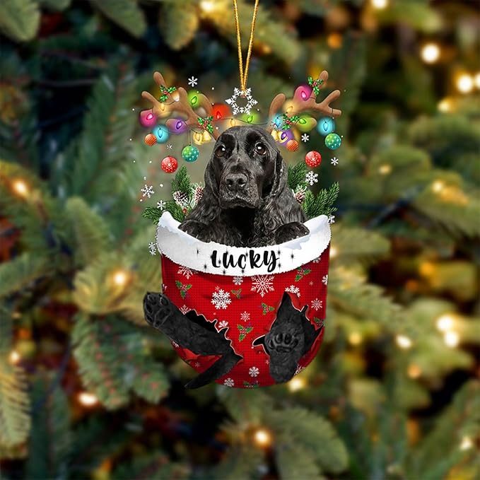 English Cocker Spaniel 1 Dog Christmas Ornament, English Cocker Spaniel 1 in Snow Pocket Christmas Tree Ornament, Dog Lovers Gift Idea Xmas Decor, Christmas Ornament Gift for Dog Lovers