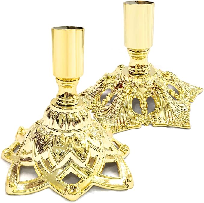 Candlestick Holders,Taper Candle Holder for Candlesticks Gold Plated Candle Metal Stick Candle Holders for Fireplace,Party, Dining,Wedding Decor,Fits 3/4 inch Thick Candle(Set of 2Pcs)