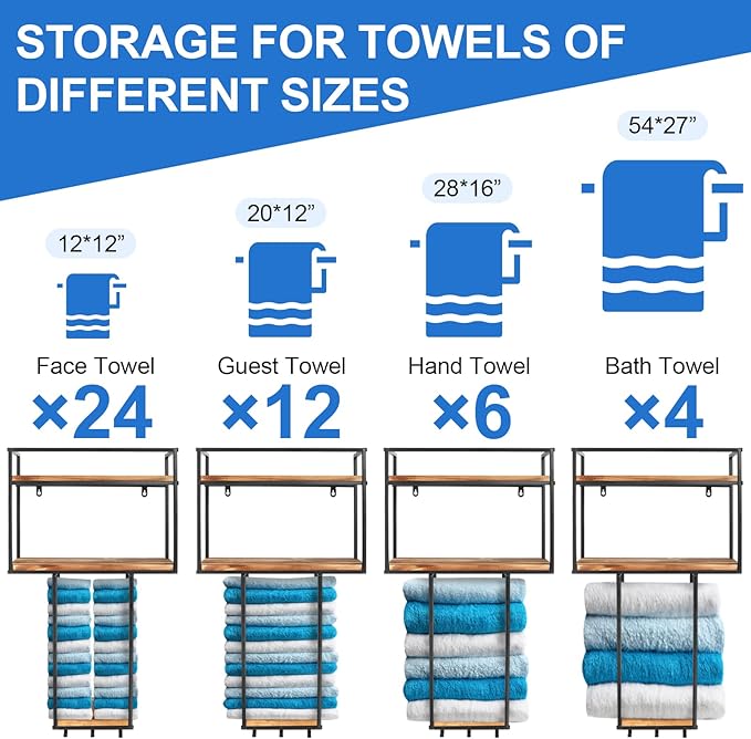 Towel Rack Wall Mounted - Space-Saving Design for Small Bathrooms - Versatile Organizer for Towels, Blankets, and More - Ideal for RVs and Hotels