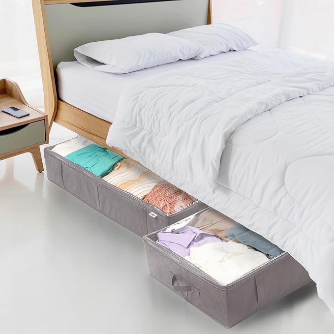 Closet Organizers and Storage - Maximize Space with Under Bed Storage Containers & Clothes Storage - Ideal Closet Organizer, Toy Storage Organizer & Underbed Storage (Grey, 4 Pack)