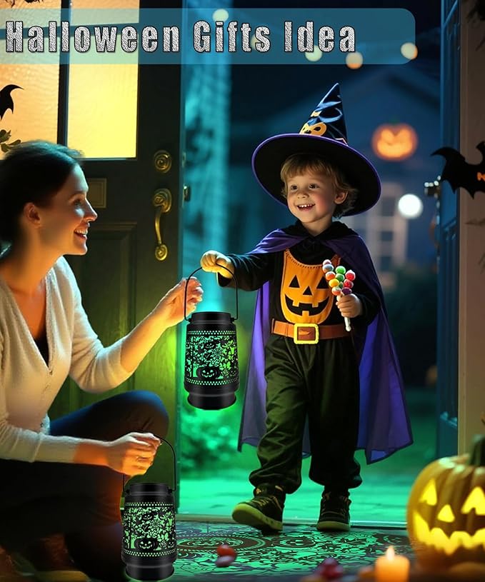 Halloween Decorations Solar Lanterns Outdoor Waterproof Scary Pumpkin Lights for Garden, Patio, Yard, Lawn Porch Halloween Decor Hanging Solar Lights Unique Gifts for Outdoor Decor