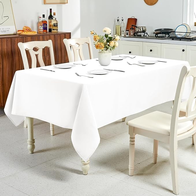 IVAPUPU Textured Linen Table Cloth for Rectangle Table - Waterproof Fabric Tablecloth Rectangular Wrinkle Free Wipeable Dining Cover for Wedding/Birthday/Party Decor, 52 x 70 Inch