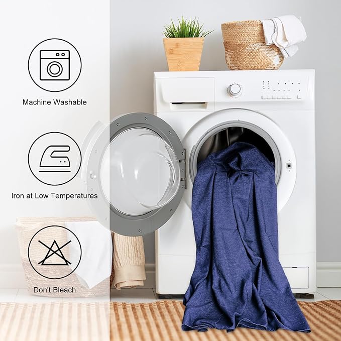 IVAPUPU Textured Linen Table Cloth for Rectangle Table - Navy Blue Tablecloths Rectangular Waterproof Wrinkle Free Wipeable Dining Table Cover for Spring Wedding Birthday Kitchen Decor, 60 x 104 Inch