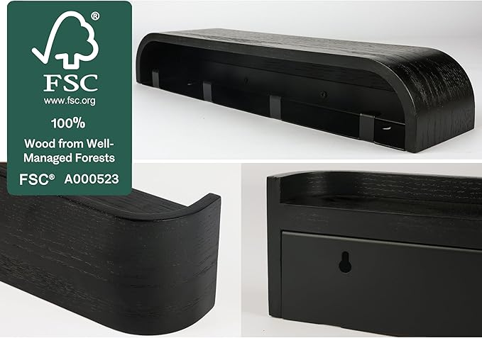 OLEEK Wall Coat Rack with Shelf - Wall Shelf with Hooks - entryway Hooks - Modern Coat Rack - Wooden Mount for Home Decor - Jacket Hanger - Coat Hanger Wall Mount