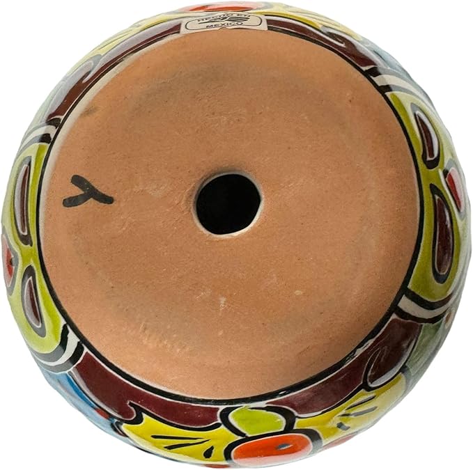 Talavera Michoacana Planter Pot Folk Art Mexican Pottery Indoor Hand Painted Outdoor Home Decor Multicolor Handmade 8"