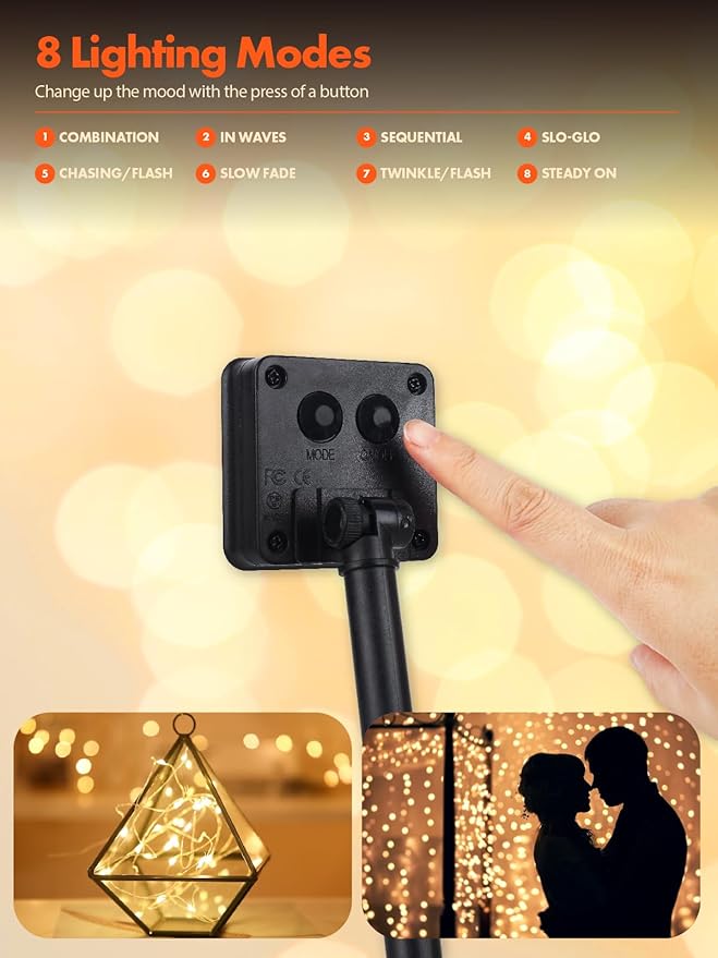 Twinkle Star 4 Pack Solar String Lights Outdoor, Total 460 FT 480 LED Solar Fairy Lights Outside Waterproof 8 Modes, Christmas Tree Light for Patio Garden Party Backyard Wedding Decor Warm White