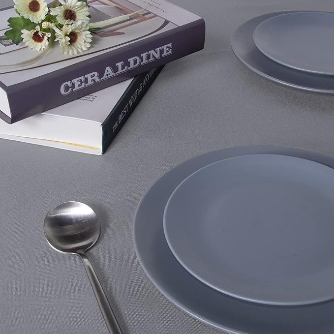 sancua Rectangle Tablecloth - 60 x 102 Inch - Stain and Wrinkle Resistant Washable Polyester Table Cloth, Decorative Fabric Table Cover for Dining Tables, Buffet Parties and Camping, Light Grey