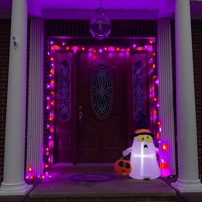 TW SHINE Purple and Orange Halloween Lights, 2 Pack 20FT 100 Count Incandescent Mini String Lights, Waterproof Halloween Decorations for Outdoor Indoor Patio Home Party Garden Yard Decor