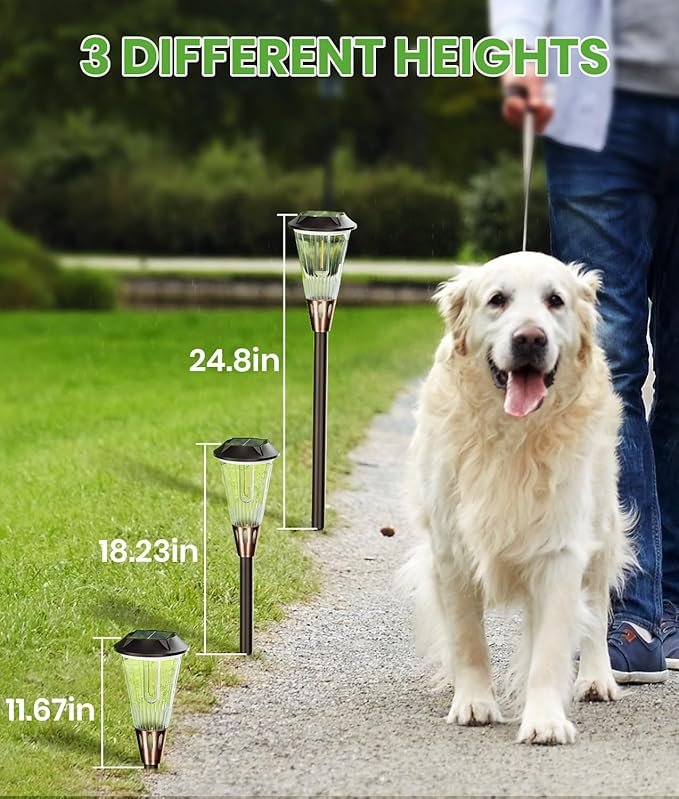 4 Pack Solar Pathway Lights Waterproof IP65, 2-in-1 Warm&Cool Solar Lights Outdoor, Bright Solar Light Outside Pathway, Auto On/Off Outdoor Light for Yard Walkway Driveway Landscape