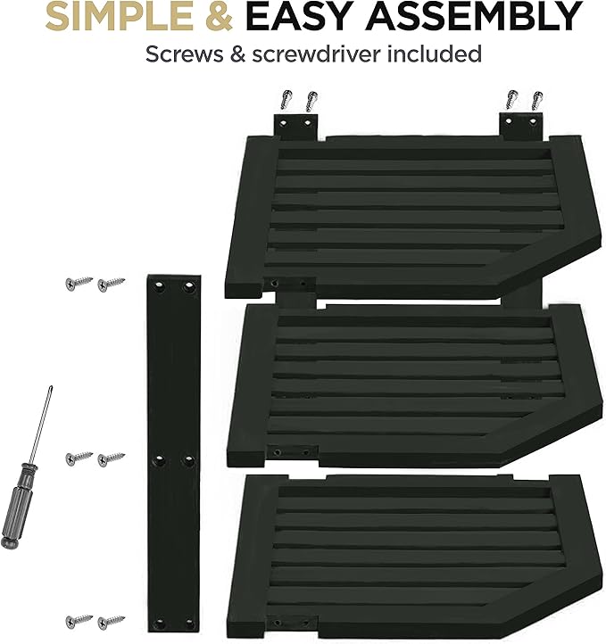 Cabinet Organizer Shelf - Bamboo Corner Rack for Kitchen Counter, Cabinet Space Saver for Plates, Dishes, Bowls, Bread Pantry, Bathroom Storage or Countertop Stand, Black