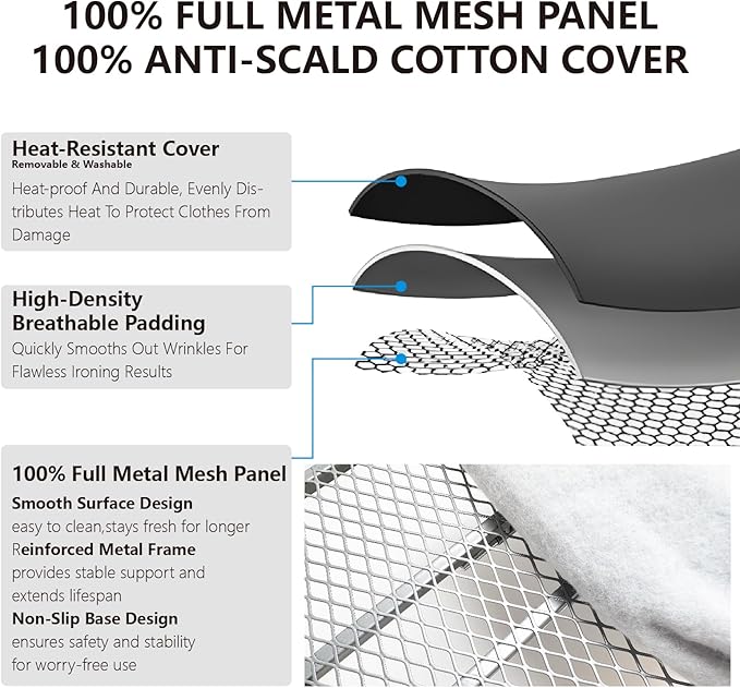 Metal Tabletop Ironing Board with Iron Rest, Portable Ironing Board Small with Heat Resistant Cotton Cover, Mini Iron Board for Small Space and Travel, 32 x 12 Inch (Gray)