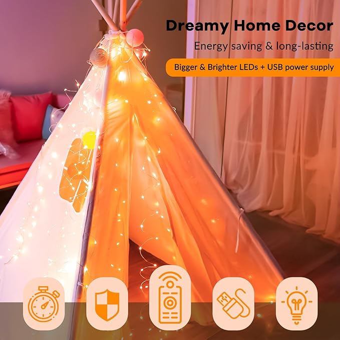 HXWEIYE 300LED Orange Fairy Curtain Lights with Remote 8 Modes Timer for Bedroom, 9.8x9.8Ft USB Plug in Christmas Fairy String Hanging Lights for Fall, Halloween, Weddings, Party, Wall, Decorations