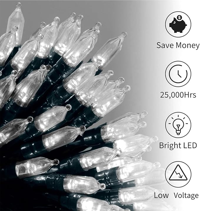 Battery Operated Christmas Lights 2 Pack 18 Feet 50 LED Clear Mini String Lights with 8 Modes Waterproof Tree Lights for Xmas Outdoor Indoor Holiday Party Garden Decor, Pure White