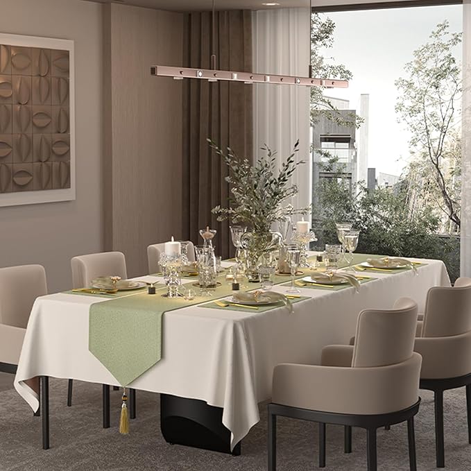 Rectangle Table Cloth 72''x54'' - Waterproof Heavy Thick Table Cover, Plain Weave Fabric Tablecloth for Kitchen Dining Room Wedding Party Tables Decor- Cream