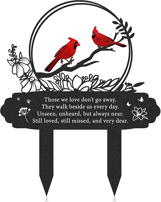 Personalized Cemetery Memorial Metal Stakes, Cardinals Memorial Grave Markers,Graden Decorations for Loss of Mother Father, Outdoor Sympathy Decor Gift
