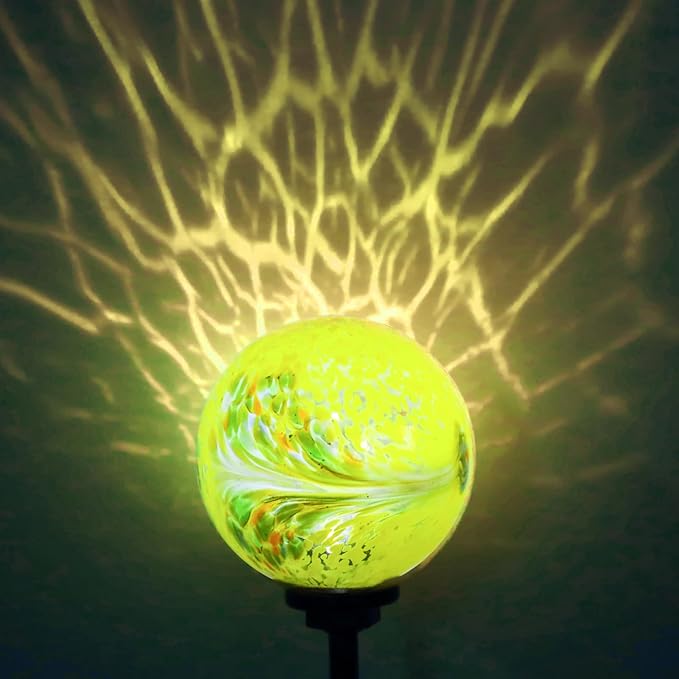 Solar Lights Outdoor Decorative Solar Outdoor Decorative Glass Ball Stakes Waterproof Garden Stake Glass LED Garden Globe Lights for Pathway Yard Lawn Decoration Yellow