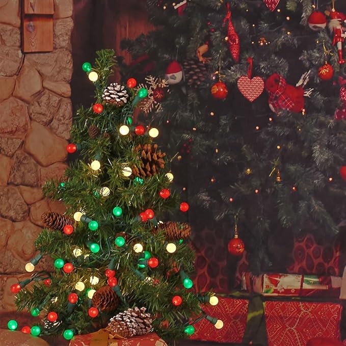 Red White and Green Christmas Lights G15 70 LED Globe String Lights Plug in Christmas Decor String Lights Outdoor Indoor for Tree Patio Party Garden Yard Gazebo Wedding