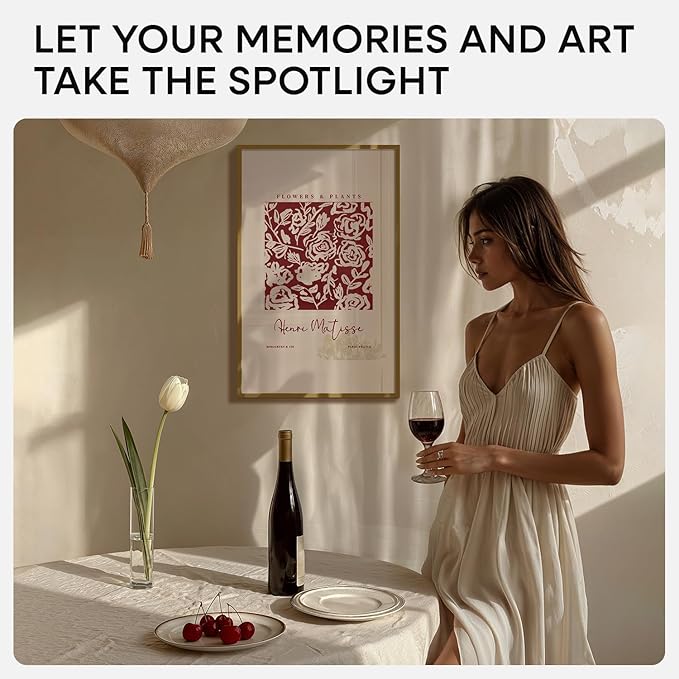 Homeforia 14x22 Picture Frame Bronze, High End Metal 14x22 Brass Poster Frames with Mat 12x16 for Photo, 14 x 22 Frame Matted to 12 by 16 Print, 22x14 Hanging Frame, Tempered Glass, Wall Kit, Set of 1