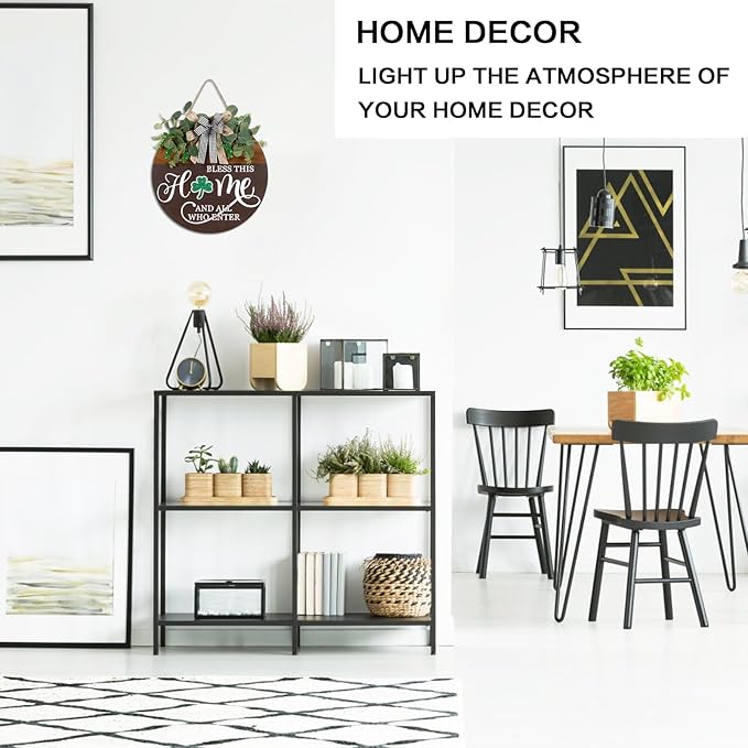 Interchangeable Seasonal Welcome Sign for Front Door, Rustic Round Wood Wreath Wall Hanging Decorations, for Spring Summer Fall Winter All Holiday Halloween Christmas Farmhouse Outdoor Home Decor