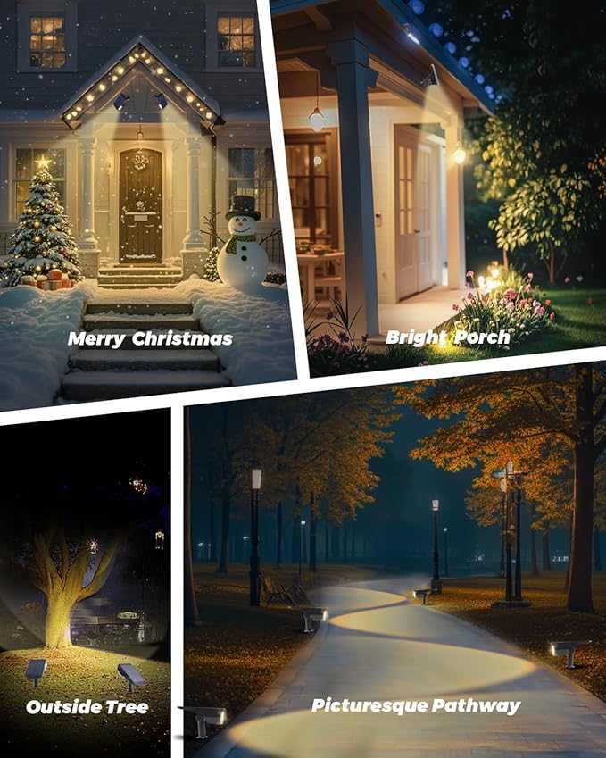 6 Pack Solar Powered Outdoor Spot Lights Outside Waterproof 20 LEDs Landscape Spotlights Dusk to Dawn for House Yard Tree, Plants, Walls, Path, Garden, Statues, Superior Accent Lamp Warm White