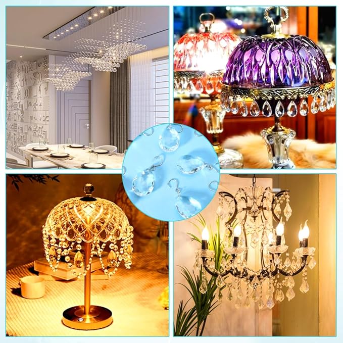 10pcs 38mm Crystal Suncatcher, Hanging Clear Teardrops Crystals Chandelier Parts Prisms Pendants with Hook for Windows Lamp Christmas Tree Decorations Home Decor