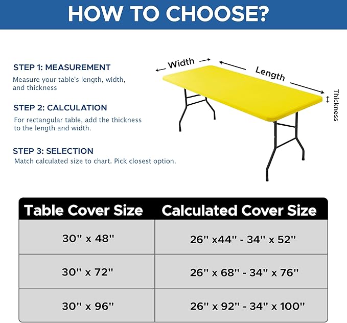 Fitted Tablecloth for 8 Foot Rectangle Tables-6 Pack Yellow Elastic Outdoor Picnic Table Cover-Spandex Stretch Folding Table Cloths 8ft for Camping Dining Room Patio Kitchen Banquet Party