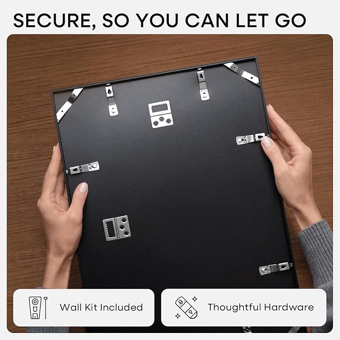 Homeforia 14x14 Picture Frame Black, High End Metal 14 x 14 Square Poster Frames with Mat 12 x 12 Photo, 14x14 Black Frame Matted to 12x12 Print, 14by14 Thin Frames, Tempered Glass, Wall Kit, Set of 1