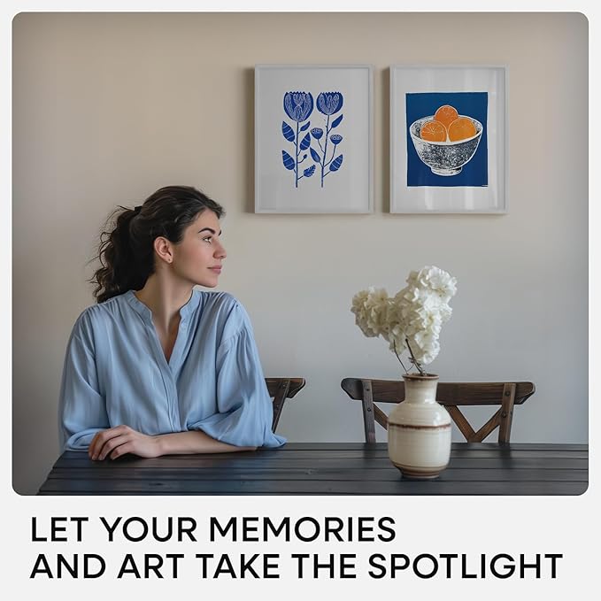 Homeforia 11x14 Picture Frame Silver, High End Metal 11x14 Frames with Mat 8x10, 11 x 14 Silver Poster Frame Matted to 8 x 10 inch Photo, 11by14 Thin Hanging Frames, Tempered Glass, Wall Kit, Set of 1