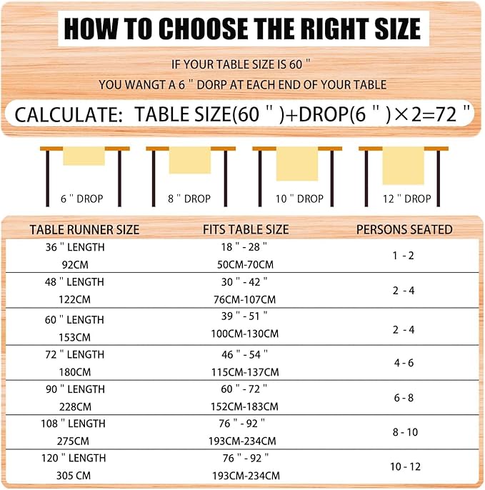 Linen Fall Table Runner 108 Inches Long - Farmhouse Leaves Pumpkin Decor for Autumn Thanksgiving Home Kitchen Dining Room