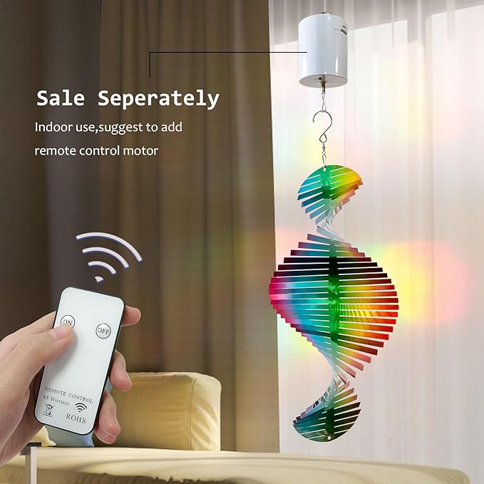 Wind Spinner Rainbow Wave Wind Spinners for Yard and Garden,15in Hanging Kinetic Yard Art Wind Sculpture,3D Wind Spinners Outdoor & Indoor Rainbow Helix Garden Decor Christmas Ornaments