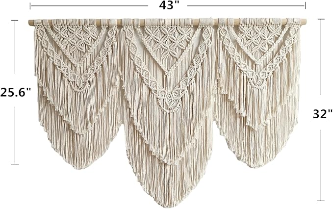 large macrame wall hanging - Boho Tapestry Macrame Wall Decor Art- Chic Bohemian Handmade Woven Tapestry Home Decoration for Bedroom Living Room Apartment Wedding Party - 43"x32" (Double-layer)