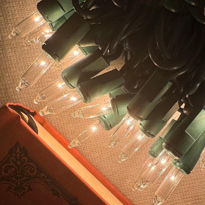 HISHINY Christmas Lights 100 Count Clear Christmas Tree String Lights with Green Wire for Outdoor Indoor Christmas Decorations Wedding Decorations Valentines Day Decor,UL Certified (32feet)