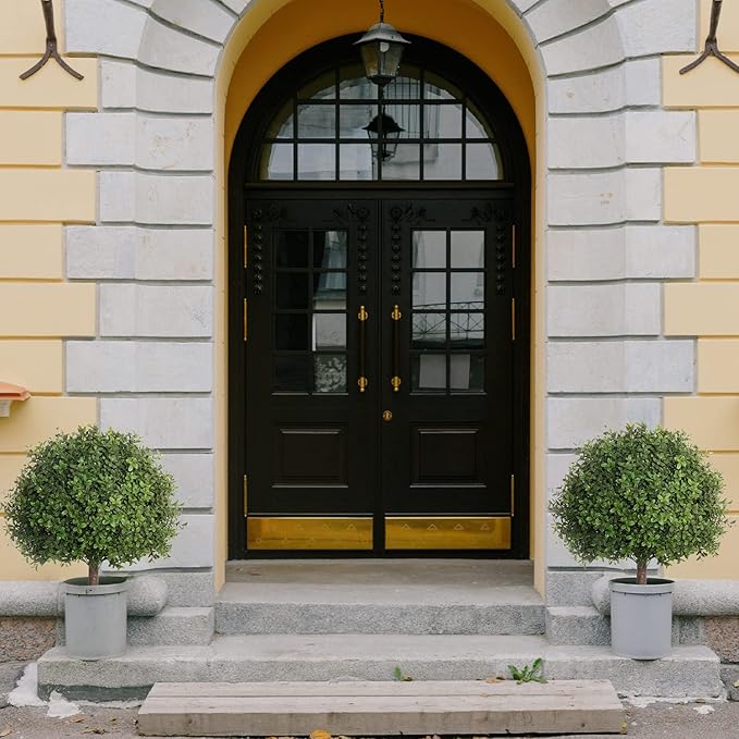 2 Pack 24.5inch Artificial Topiary Ball Plants, Faux Boxwood Ball in Pot, Fake Outdoor Plant for Front Door Decor, Home Decor, Garden, Wedding Decor